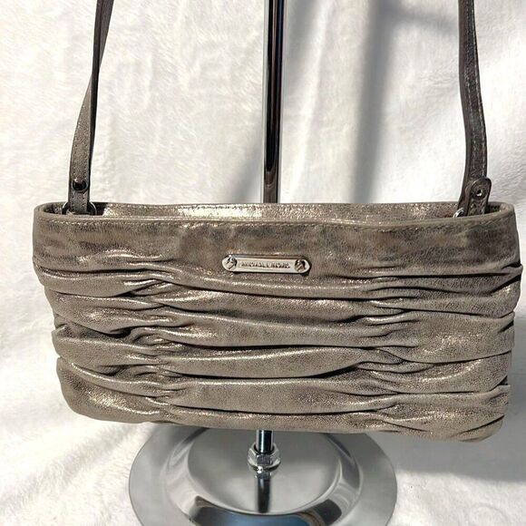 Michael Kors Webster Leather Ruched Clutch/Shoulder Bag - Picture 1 of 12